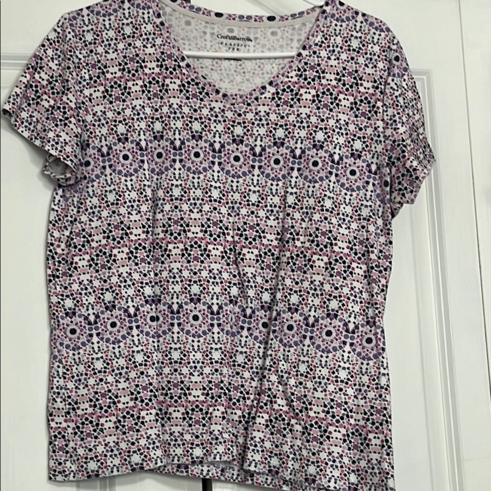 Croft & Barrow Pink and Purple Patterned Short Sleeve Tee